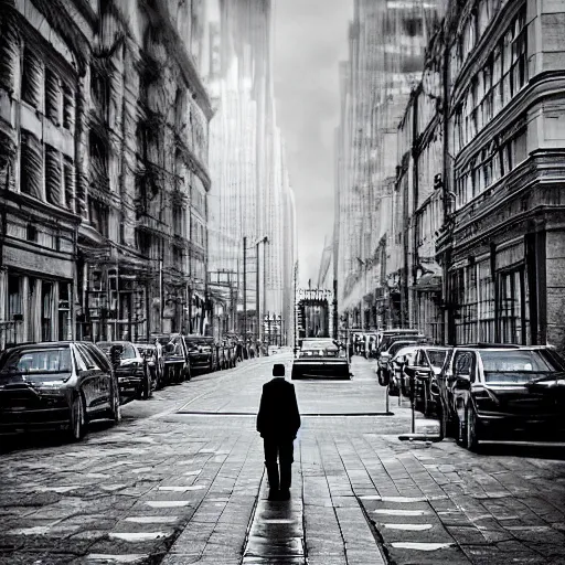 Image similar to a man alone in a city by andreev alex