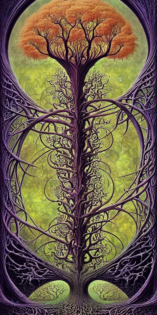 Image similar to tree of life by roger dean and andrew ferez, art forms of nature by ernst haeckel, divine chaos engine, symbolist, visionary, art nouveau, botanical fractal structures, organic, detailed, realistic, surreality