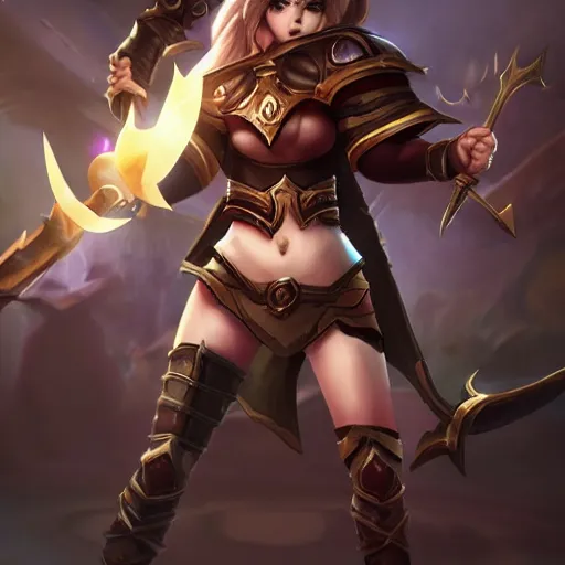 Prompt: a game female warrior, league of legends style - n 4