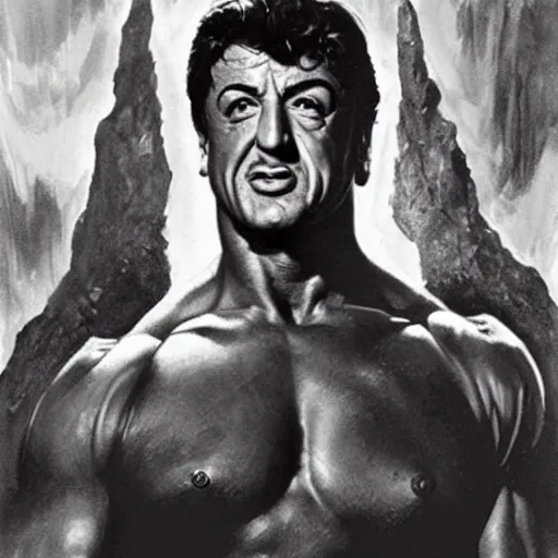 Image similar to stallone goddess perfect face coherent by frank frazetta