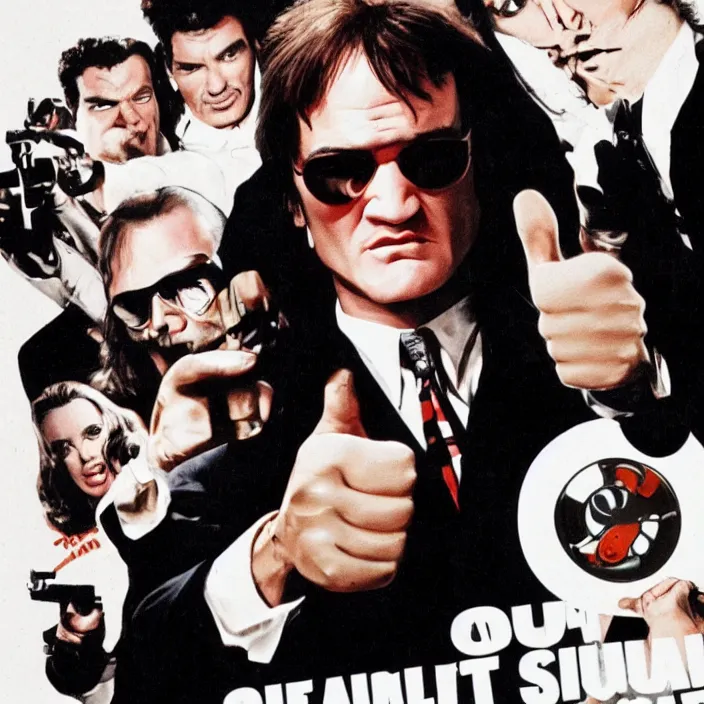 Image similar to quentin tarantino seal of approval, giving thumbs up. white background.