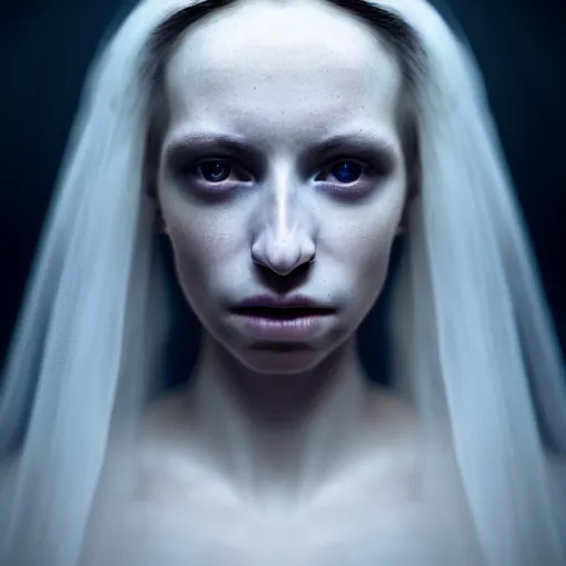 Prompt: portrait of a beautiful ghostly haunting female, depth of field, zeiss lens, detailed, symmetrical, centered, fashion photoshoot, by annie leibovitz and steve mccurry, david lazar, jimmy nelsson, breathtaking, 8 k resolution, extremely detailed, beautiful, establishing shot, artistic, hyperrealistic, beautiful face, octane render