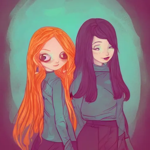 Image similar to cute ginger girls in the style of Loish