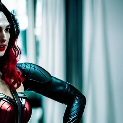 Image similar to A still of Gal Gadot as Harley Quinn