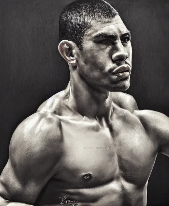 Prompt: portrait of a handsome young brazilian boxer art by denys tsiperko and bogdan rezunenko, hyperrealism