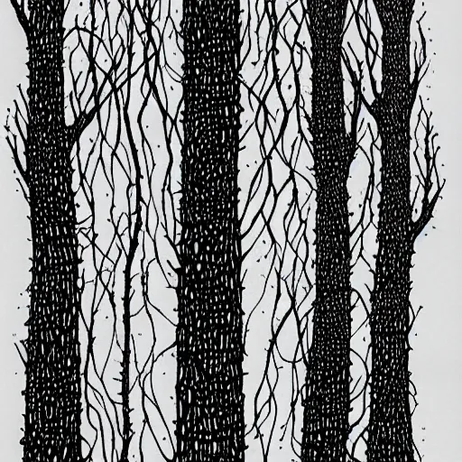 Image similar to boranup forest, drawn with dots, art, minimalist,