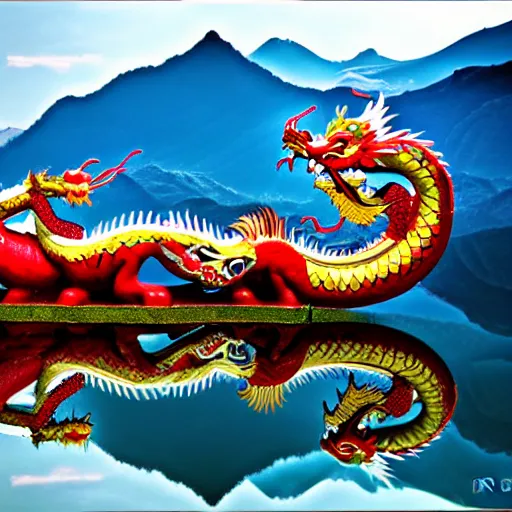 Prompt: Chinese dragon, landscape photography