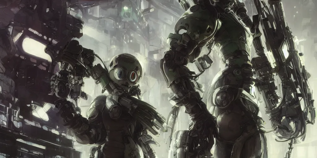 Prompt: portrait splatoon nintendo one character full body precis no blur, concept art, character sheet, nier automata, gaston bussiere, tsutomu nihei, yoji shinkawa, yoshitaka amano, greg rutkowski, cyberpunk, trending on artstation, featured on pixiv, hyper detail, cinematic composition, 8 k