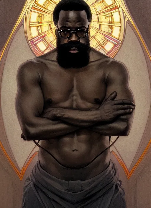 Image similar to symmetry!! portrait of black thought, intricate, elegant, highly detailed, digital painting, artstation, concept art, smooth, sharp focus, illustration, art by artgerm and greg rutkowski and alphonse mucha