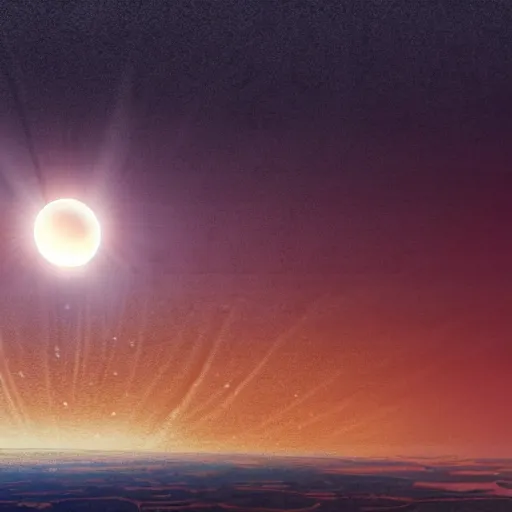 Image similar to a beautiful highly detailed rendering of a solar eclipse city