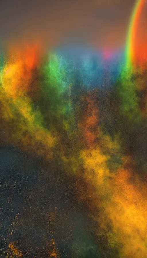 Prompt: extremely detailed hd photo of triple rainbow on the horizon, highly quality fantasy painting, 8K detail post-processing