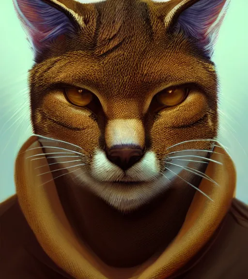 Prompt: portrait, tabaxi by dariusz zawadzki, kenneth blom, desert, artstation, contemporary art, hyper detailed