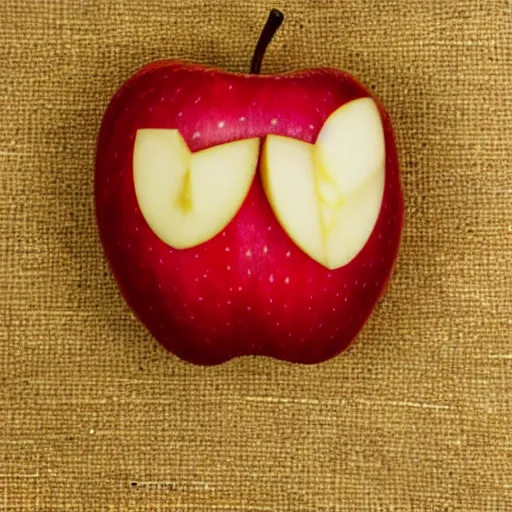 Prompt: an apple with a face