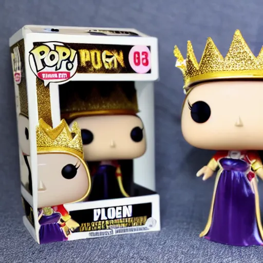 Prompt: A funko pop of a bag of a pig in a gold crown