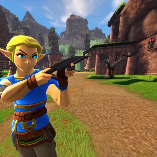 Prompt: zelda game as FPS