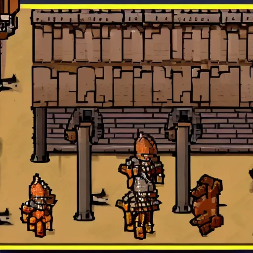 Image similar to a medieval barrack where you train warriors, sprite art, painted, 2 d game