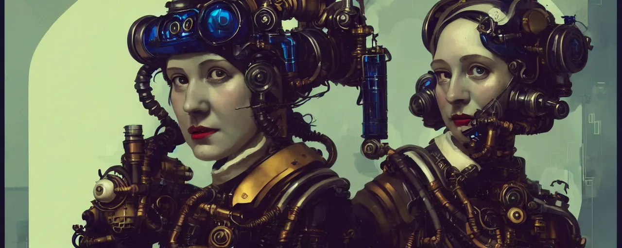 Prompt: duotone dark concept illustration 3 / 4 portrait of ada lovelace as steampunk cyborg. highly detailed mechanism cinematic lighting. golden ratio accidental renaissance. by sachin teng and sergey kolesov and ruan jia and heng z. graffiti art, scifi, fantasy, hyper detailed. octane render. concept art. trending on artstation