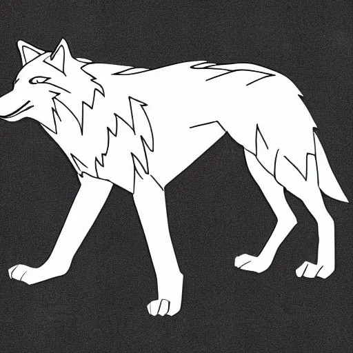 Image similar to full-body wolf template base, digital line-art, outline-only, logo, simple, no color, high quality, HD, 8K