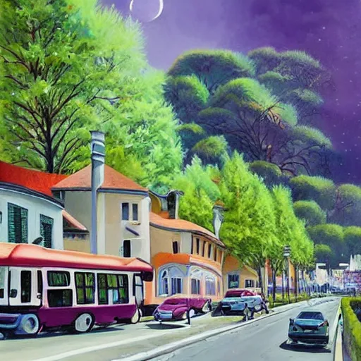 Image similar to Beautiful city of the future in harmony with nature. Nice colour scheme, soft warm colour. Beautiful detailed painting by Lurid. (2022)