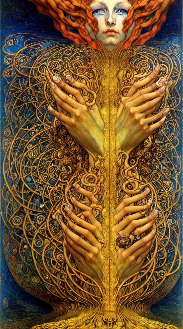 Image similar to Divine Chaos Engine by Karol Bak, Jean Delville, William Blake, Gustav Klimt, and Vincent Van Gogh, symbolist, visionary