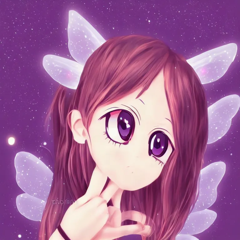 Image similar to cute, full body, female, anime style, a cat girl with fairy wings, large eyes, beautiful lighting, sharp focus, simple background, creative, heart effects, filters applied, illustration