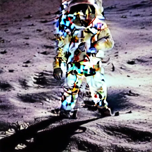 Prompt: Buzz Aldrin Removing His Helmet On The Moon, Revealing Himself To Be An Alien