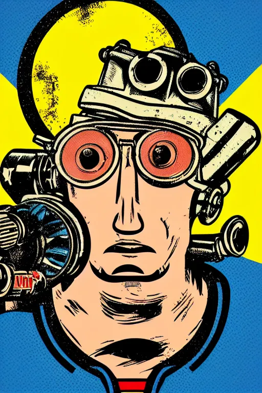 Image similar to fallout 7 6 retro futurist illustration art by butcher billy, sticker, colorful, illustration, highly detailed, simple, smooth and clean vector curves, no jagged lines, vector art, smooth andy warhol style