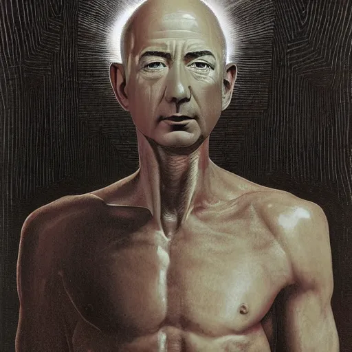 Image similar to Jeff Bezos. Inquisitor. Zdzisław Beksiński