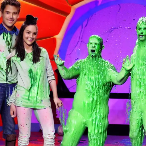 Prompt: god slimed at nickelodeon kids choice awards