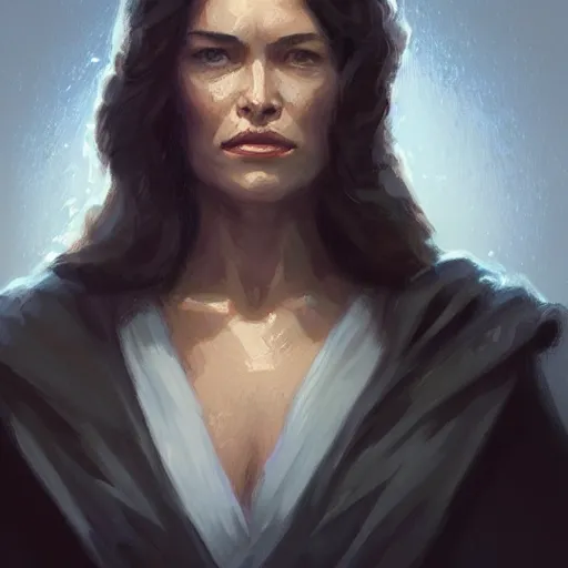 Image similar to portrait of a woman by greg rutkowski, old jedi master jaina solo, star wars expanded universe, she is about 6 0 years old, highly detailed portrait, digital painting, artstation, concept art, smooth, sharp foccus ilustration, artstation hq