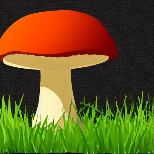 Prompt: 2 d flat sprite on a black background of a bolete mushroom coming out of a patch of grass, from a gorgeous indie platform game, detailed