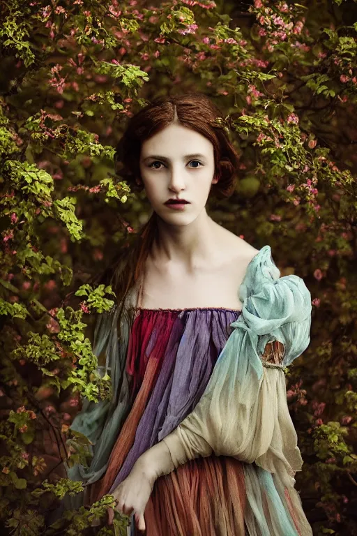 Prompt: portrait photography of a female by monia merlo, colorful.