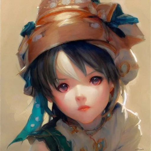 Prompt: ultra cute anime girl portraits, chibi art, painting by gaston bussiere, craig mullins, j. c. leyendecker