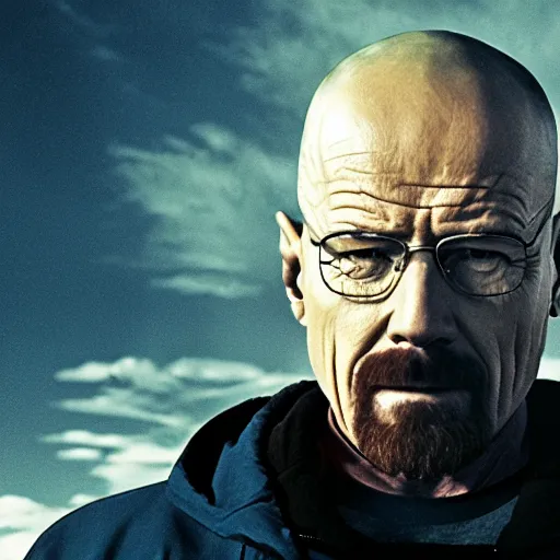 Image similar to still of a breaking bad episode where walter white is trapped in space, cinematic