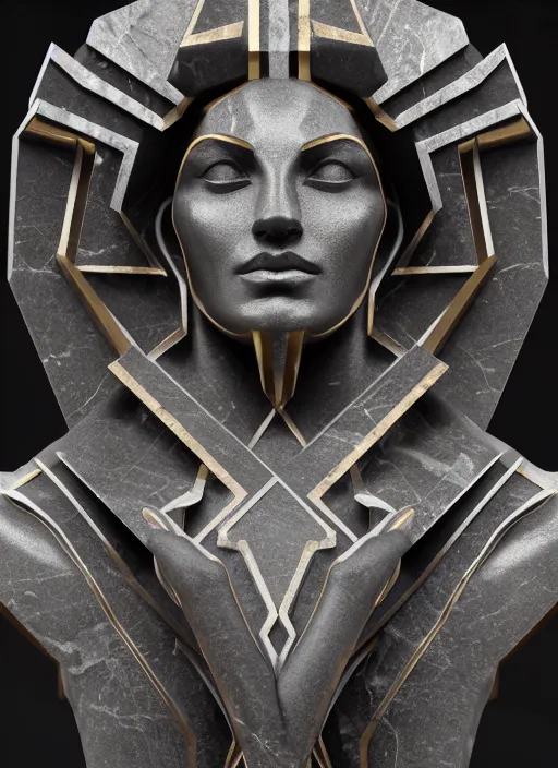 Prompt: stylized onyx black gold lines ornate statue full body made of marble of judas, perfect symmetrical body, perfect symmetrical face, hyper realistic, hyper detailed, by johannen voss, by michelangelo, octane render, blender, 8 k, displayed in bright studio room art deco