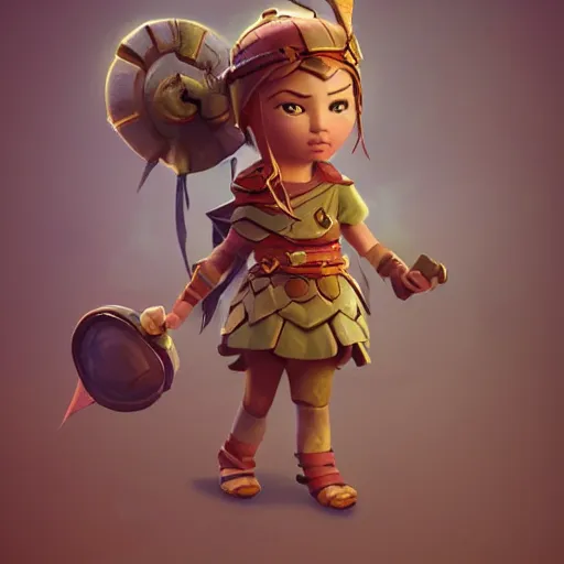 Image similar to super cute little warrior princess 3D concept by Tiger HKN and Gediminas Pranckevicius, Goro Fujita, Game Art, hyper detailed, Character Modeling, cartoon, cinematic, raytrace, concept art, Trend on Behance 3d Art, V-Ray, Maya, C4D