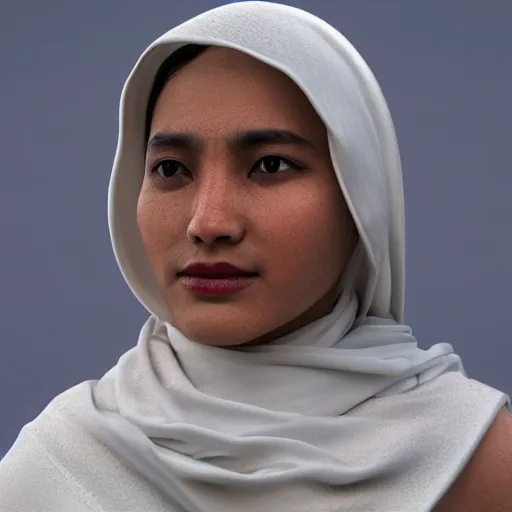 Prompt: a nepali wearing a white shawl, octane render