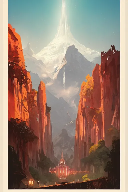 Image similar to greg rutkowski travel poster provo