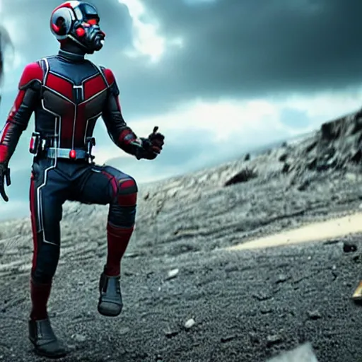 Image similar to film still of Joseph Gordon Levitt as antman in new avengers film, 4k