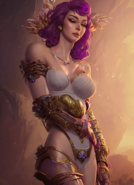 Image similar to evelyn, from league of legends, au naturel, hyper detailed, digital art, trending in artstation, cinematic lighting, studio quality, smooth render, unreal engine 5 rendered, octane rendered, art style by klimt and nixeu and ian sprigger and wlop and krenz cushart