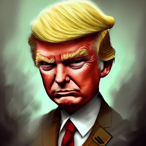 Image similar to donald trump, small, cute, dnd character, portrait, matte fantasy painting, deviantart artstation, by jason felix by steve argyle by tyler jacobson