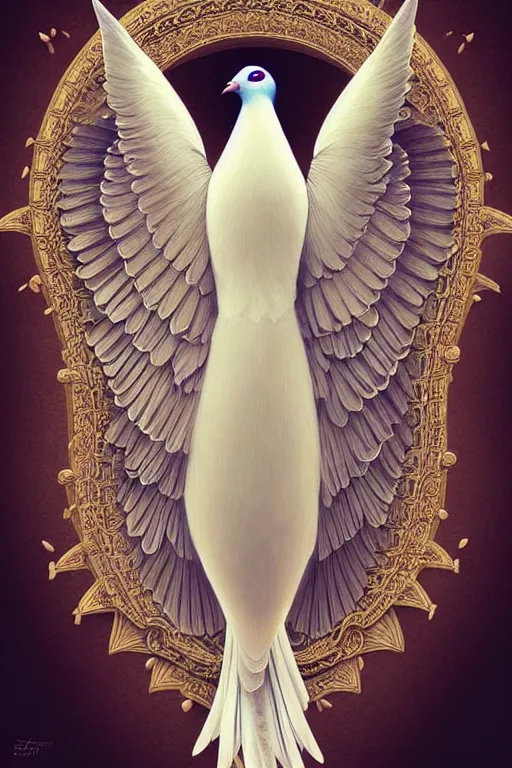 Image similar to Ethereal majestic Pigeon bird, intricate detail, ornate, conceptual art, soft light, dynamic, art by artgerm