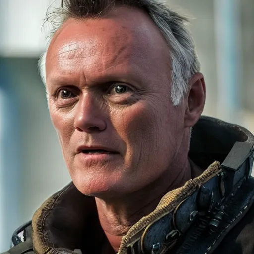 Image similar to Anthony Head as Cyberpunk Uther