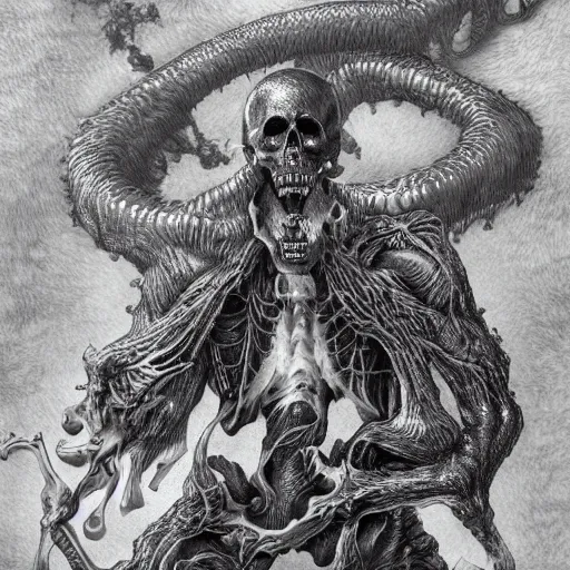 Image similar to an anthropomorphic depiction of death itself by kentaro miura, hyper-detailed masterpiece