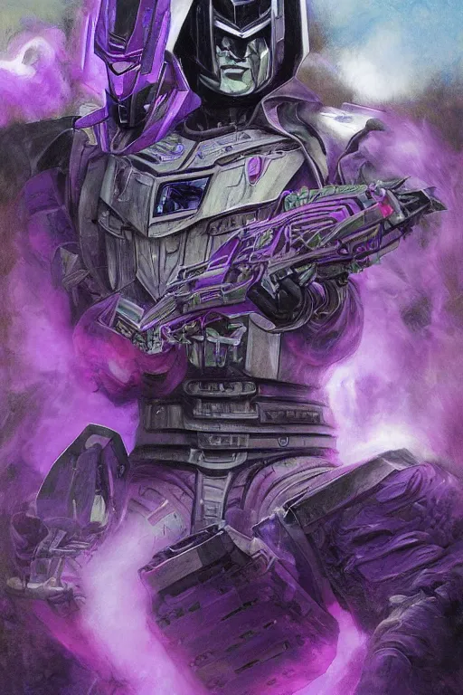 Image similar to portrait of cowboy johnny cash as purple green optimus prime from transformers riding on guitar zord ufo hoverboard, intricate, highly detailed, smooth, artstation, digital illustration by Ruan Jia and Mandy Jurgens and Artgerm and Wayne Barlowe and Greg Rutkowski and Zdislav Beksinski