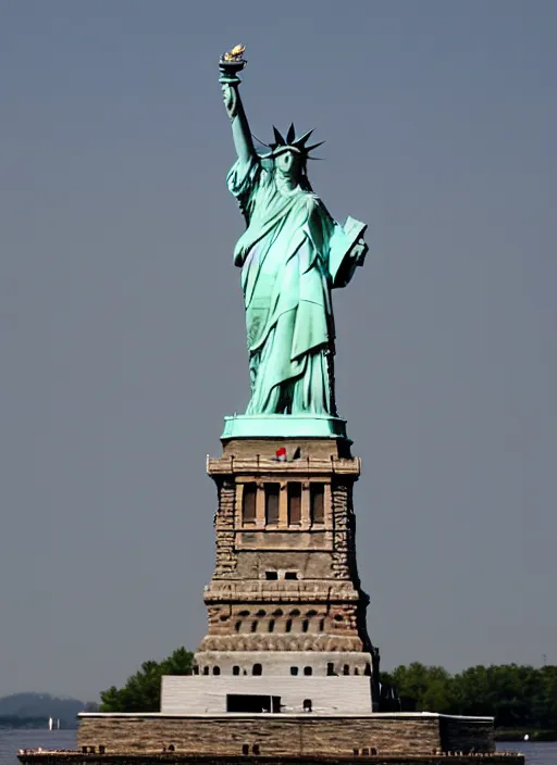 Prompt: the statue of liberty has the face of the devil