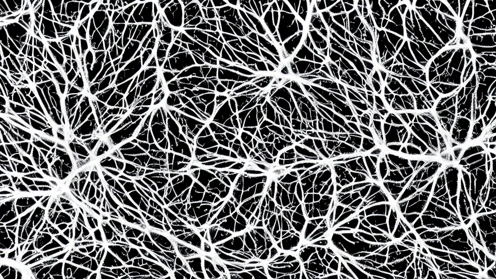 Prompt: a mineral network of neurons and dendrites, macro, photography, scientific