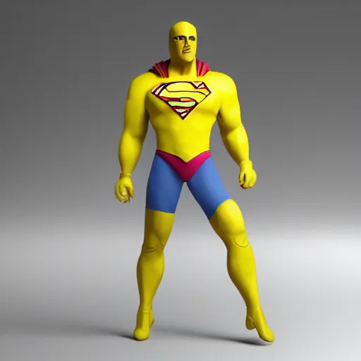 Prompt: full body view of a lemon superman by DC , cgisociety, octane render