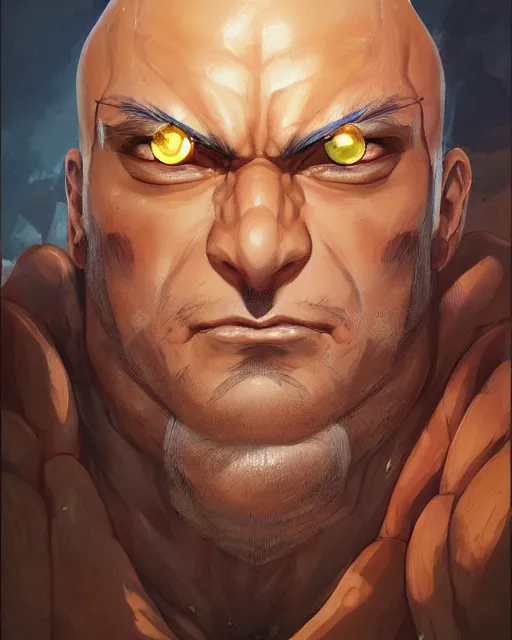 Prompt: An anime portrait of Sagat from street fighter , by Stanley Artgerm Lau, WLOP, Rossdraws, James Jean, Andrei Riabovitchev, Marc Simonetti, and Sakimichan, highly detailed, ultra detailed, golden hour, trending on artstation, cgstudio