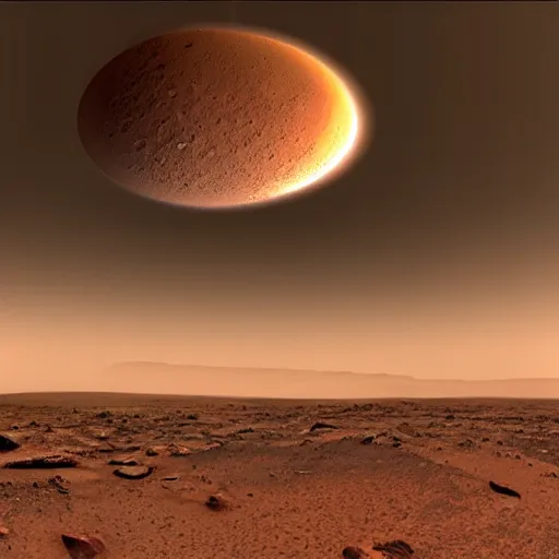 Image similar to A photo of Curiosity failing its landing on Mars, due to a sandstorm, at sunset